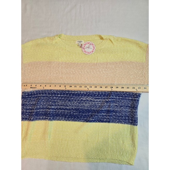 UMGEE USA Striped Knit Sweater Long Sleeve OversizedTop Womens Size S Yellow New - Picture 5 of 8